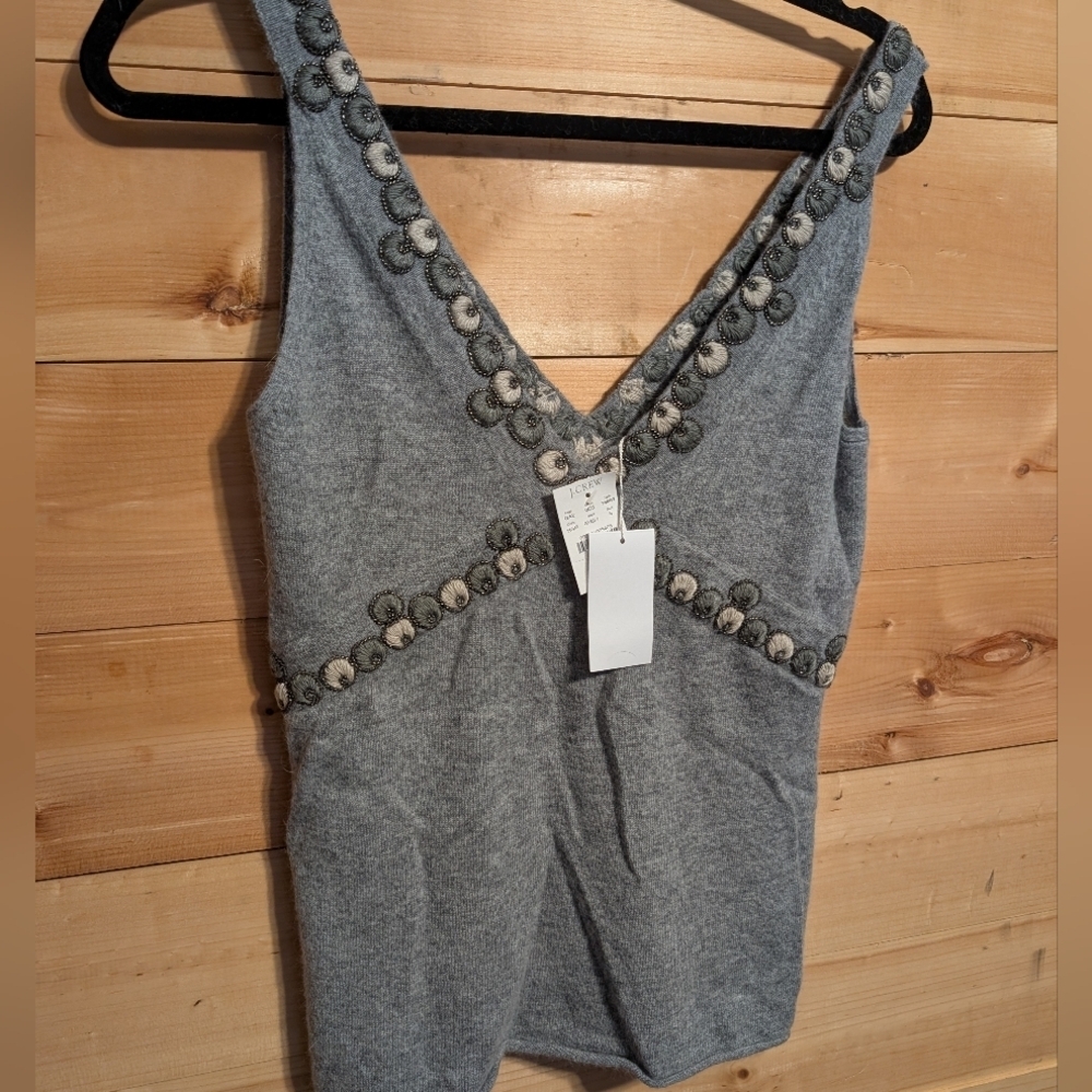 J. Crew Gray Embellished Tank Top.. BEAUTIFUL..NWT Small